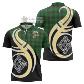 Beveridge Tartan Zipper Polo Shirt with Family Crest and Celtic Symbol Style