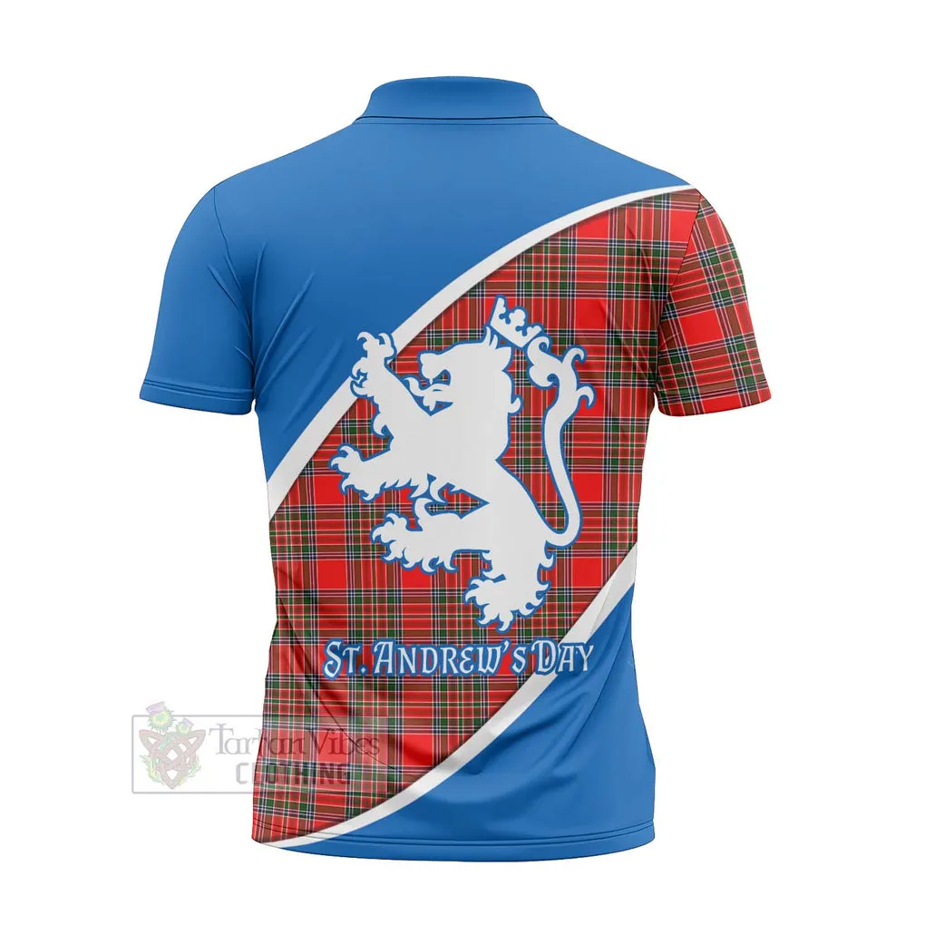 Binning Family Crest Tartan Zipper Polo Shirt Celebrate Saint Andrew's Day in Style