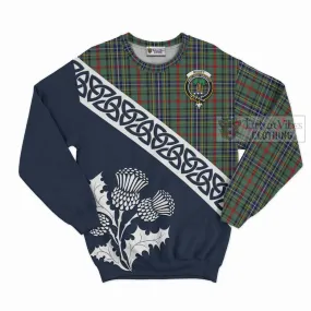 Bisset Tartan Sweatshirt Featuring Thistle and Scotland Map