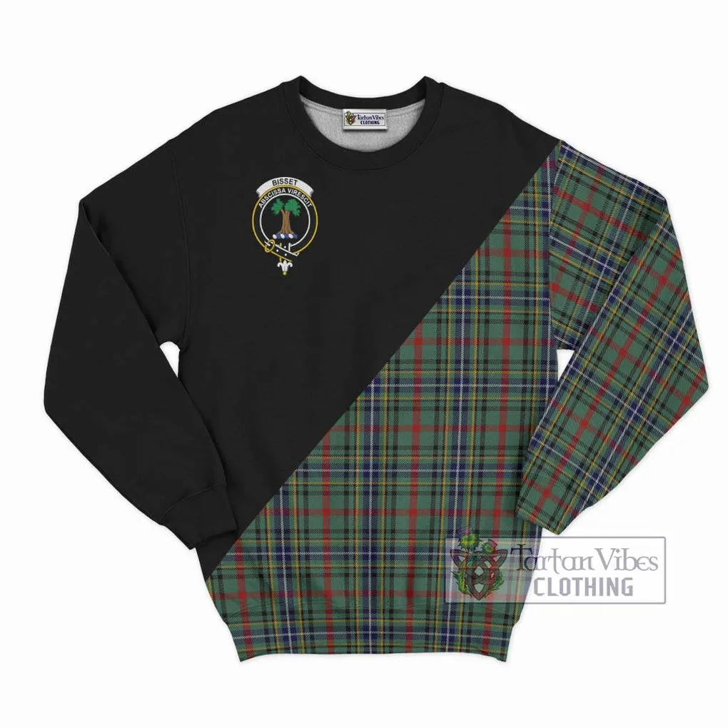 Bisset Tartan Sweatshirt with Family Crest and Military Logo Style