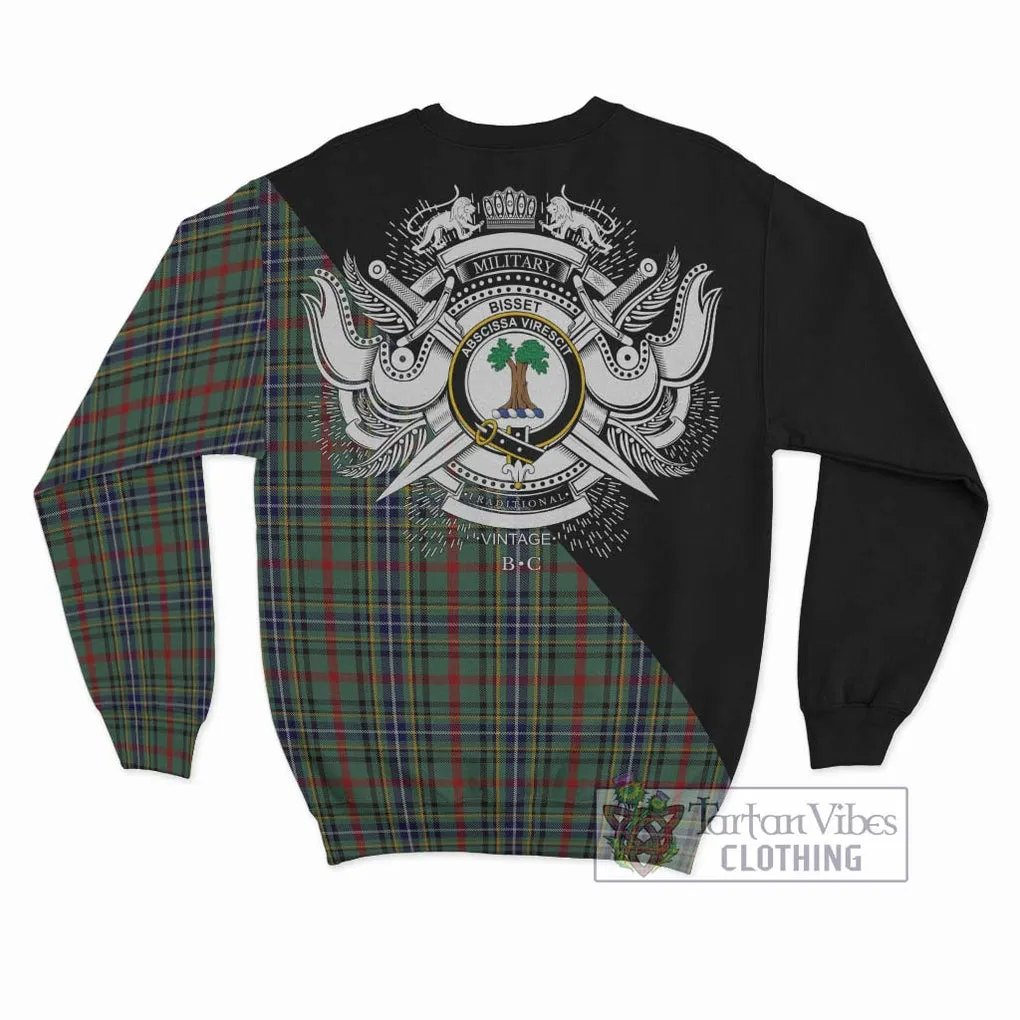 Bisset Tartan Sweatshirt with Family Crest and Military Logo Style