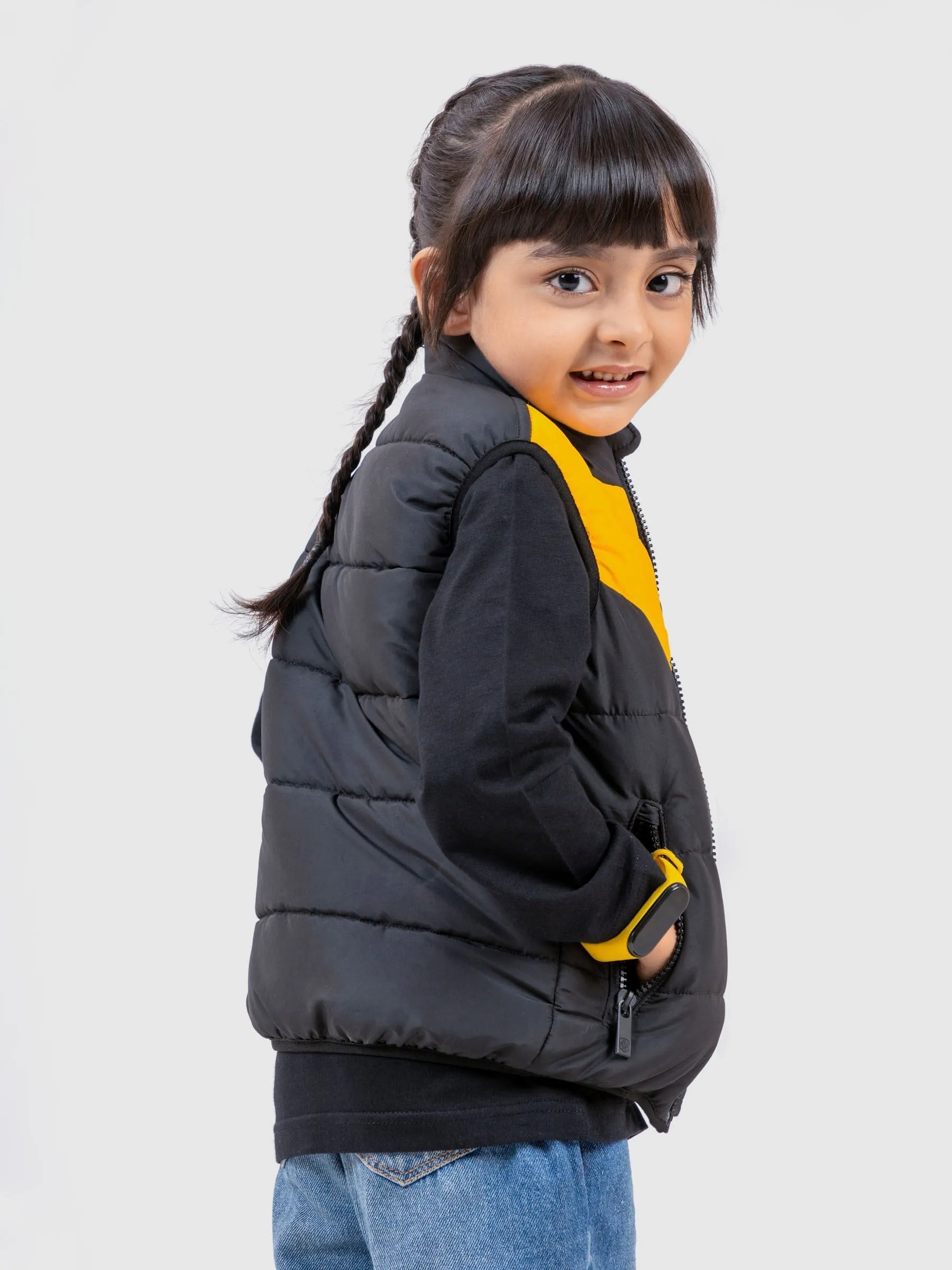 Black & Yellow Quilted Sporty Casual Gilet - Unisex