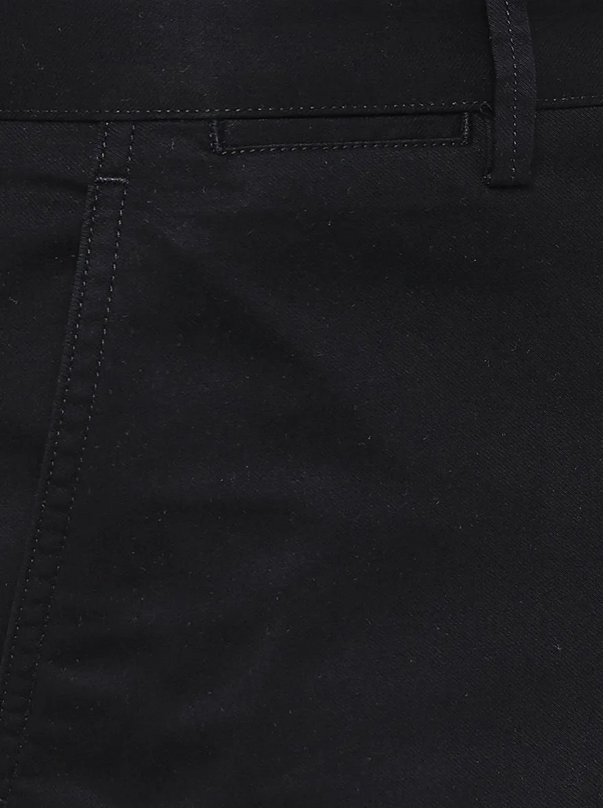 Black Dobby Uno Fit Casual Trouser | JadeBlue