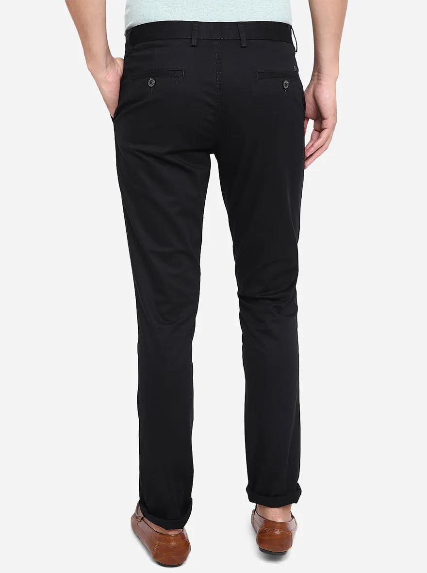 Black Dobby Uno Fit Casual Trouser | JadeBlue