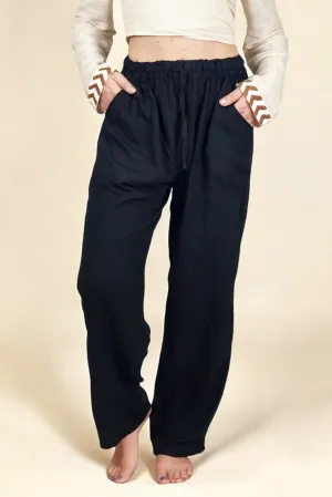 Black Rayon Cotton Trousers