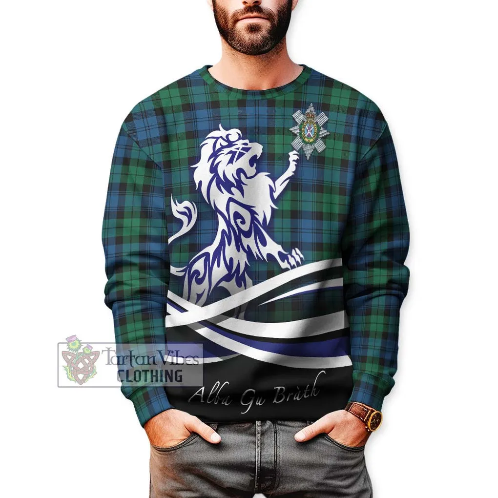 Black Watch Ancient Tartan Sweatshirt with Alba Gu Brath Regal Lion Emblem