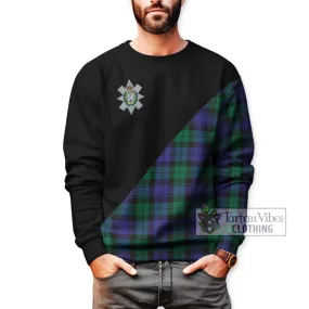 Black Watch Modern Tartan Sweatshirt with Family Crest and Military Logo Style