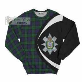 Black Watch Tartan Sweatshirt with Family Crest Circle Style