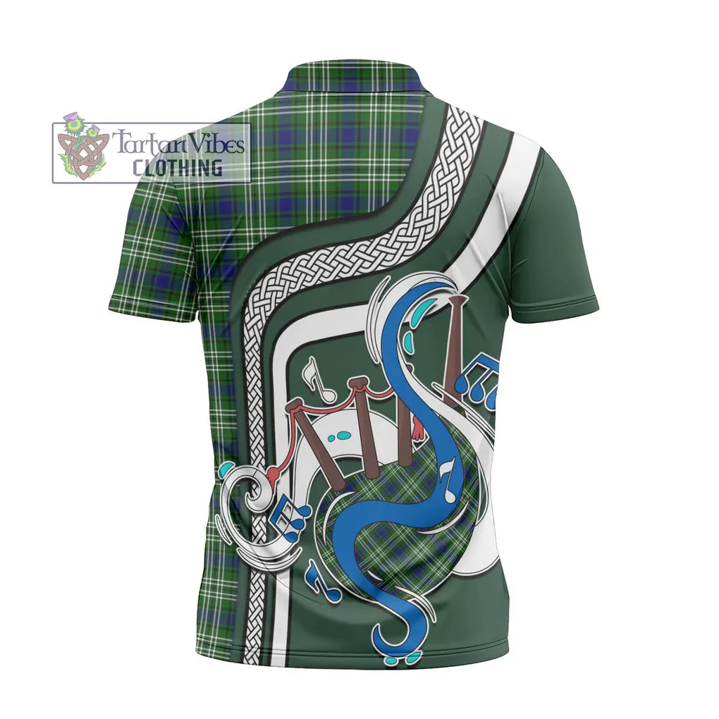 Blackadder Tartan Zipper Polo Shirt with Epic Bagpipe Style