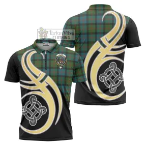 Blair Ancient Tartan Zipper Polo Shirt with Family Crest and Celtic Symbol Style