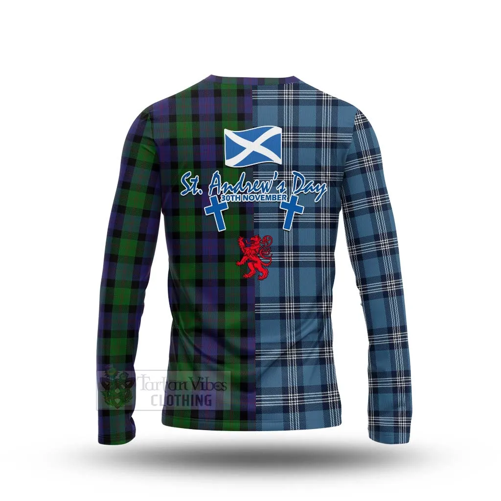 Blair Tartan Long Sleeve T-Shirt Happy St. Andrew's Day Half Tartan Style