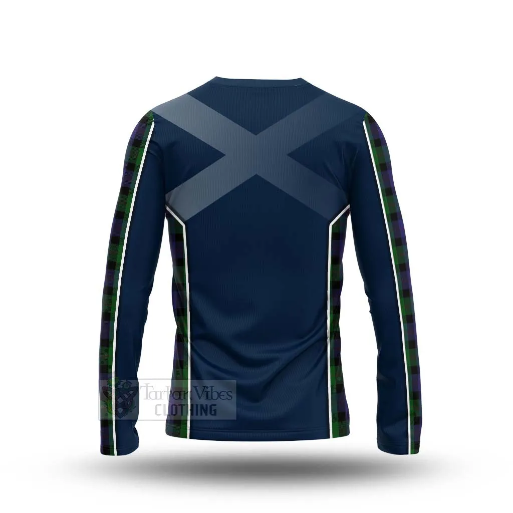 Blair Tartan Long Sleeve T-Shirt with Family Crest and Scottish Thistle Vibes Sport Style