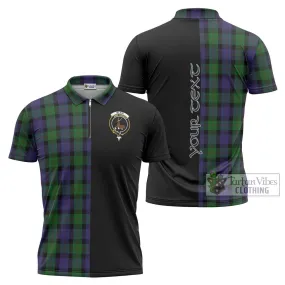 Blair Tartan Zipper Polo Shirt with Family Crest and Half Of Me Style