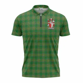 Blanchfield Irish Clan Tartan Zipper Polo Shirt with Coat of Arms