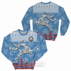 Blane Clan Christmas Sweatshirt Celtic Reindeer Style