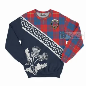 Blane Tartan Sweatshirt Featuring Thistle and Scotland Map