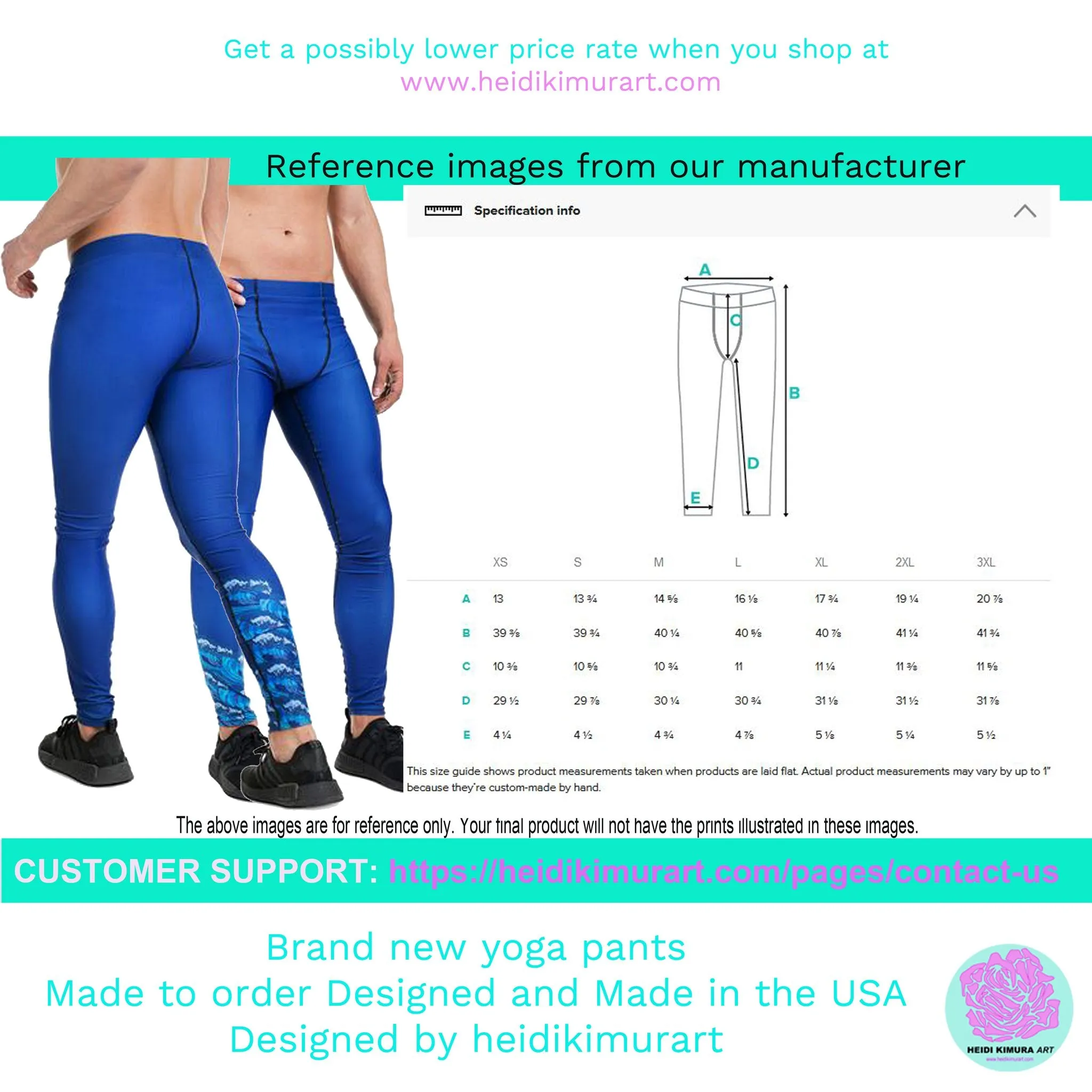 Blue Yellow Striped Men's Leggings, Diagonally Stripes Modern Premium Running Tights For Men