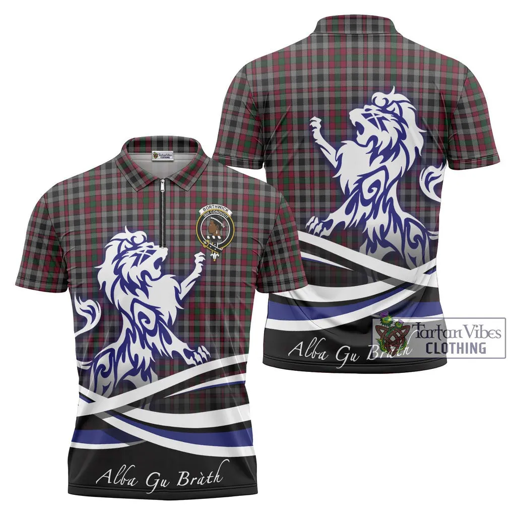 Borthwick Tartan Zipper Polo Shirt with Alba Gu Brath Regal Lion Emblem