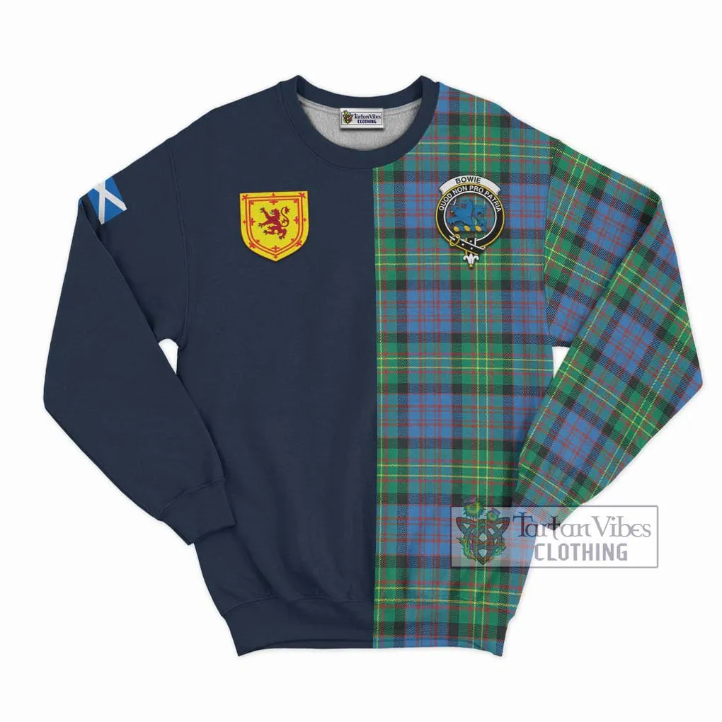 Bowie Ancient Tartan Sweatshirt Alba with Scottish Lion Royal Arm Half Style