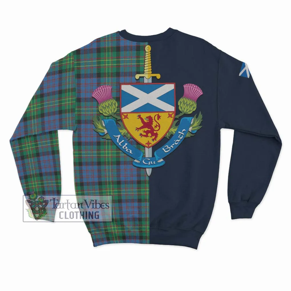 Bowie Ancient Tartan Sweatshirt Alba with Scottish Lion Royal Arm Half Style