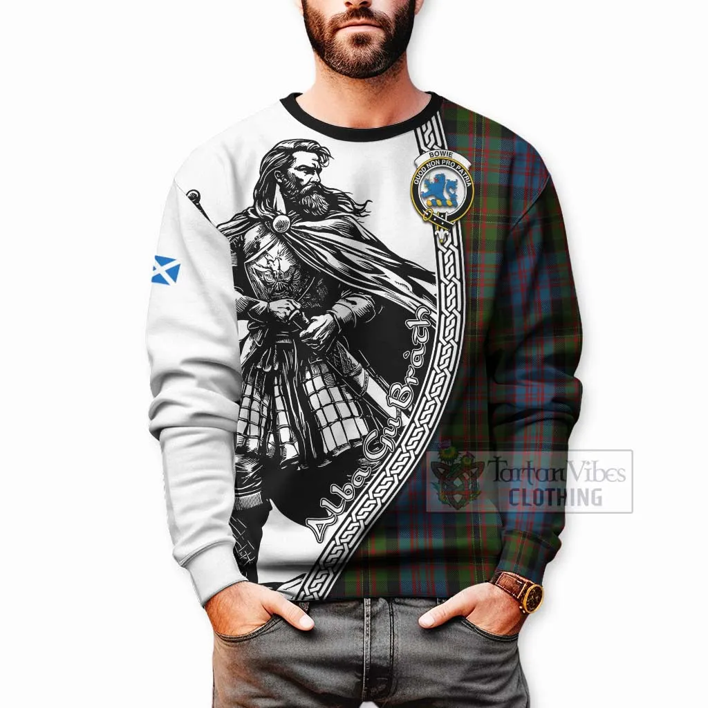 Bowie Tartan Clan Crest Sweatshirt with Highlander Warrior Celtic Style