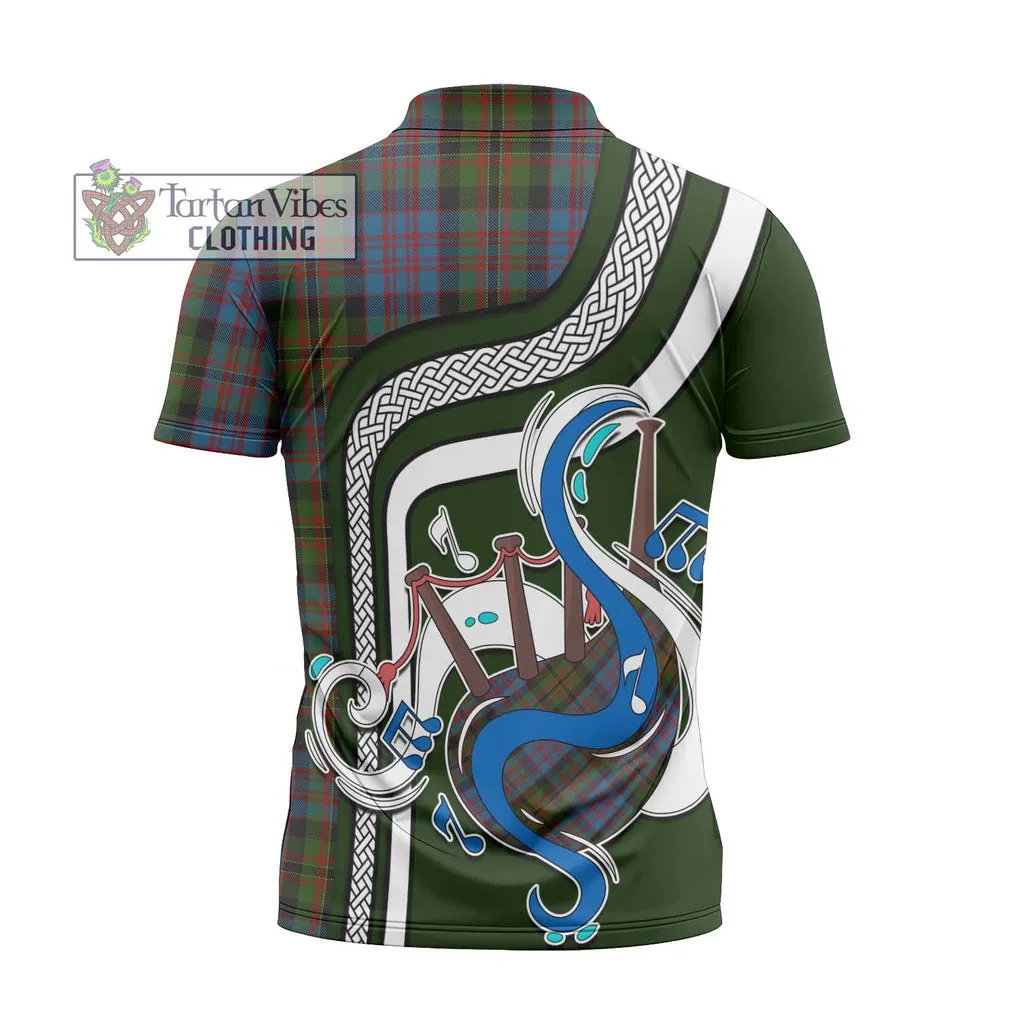 Bowie Tartan Zipper Polo Shirt with Epic Bagpipe Style