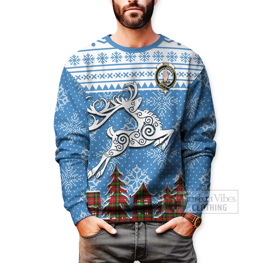 Boyd Clan Christmas Sweatshirt Celtic Reindeer Style