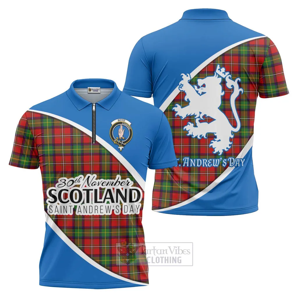 Boyd Family Crest Tartan Zipper Polo Shirt Celebrate Saint Andrew's Day in Style