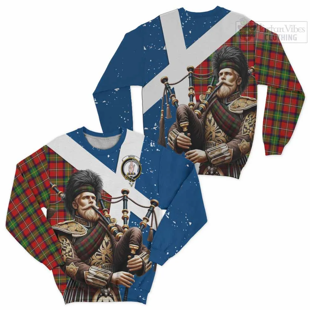 Boyd Tartan Sweatshirt with Family Crest Scottish Bagpiper Vibes