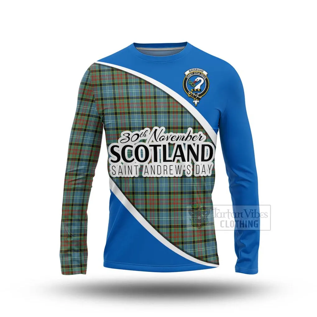 Brisbane Family Crest Tartan Long Sleeve T-Shirt Celebrate Saint Andrew's Day in Style