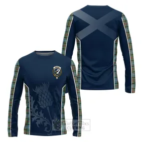 Brisbane Tartan Long Sleeve T-Shirt with Family Crest and Scottish Thistle Vibes Sport Style