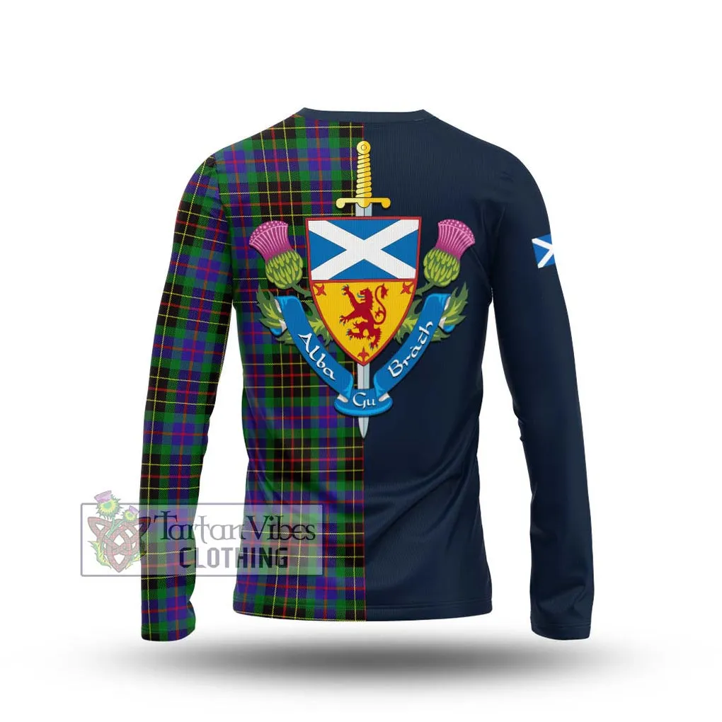 Brodie Hunting Modern Tartan Long Sleeve T-Shirt Alba with Scottish Lion Royal Arm Half Style