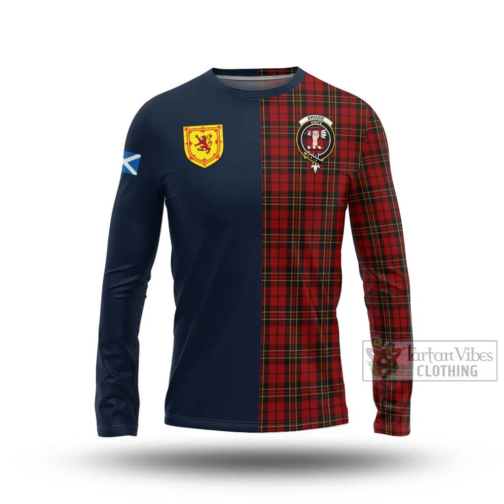 Brodie Tartan Long Sleeve T-Shirt Alba with Scottish Lion Royal Arm Half Style