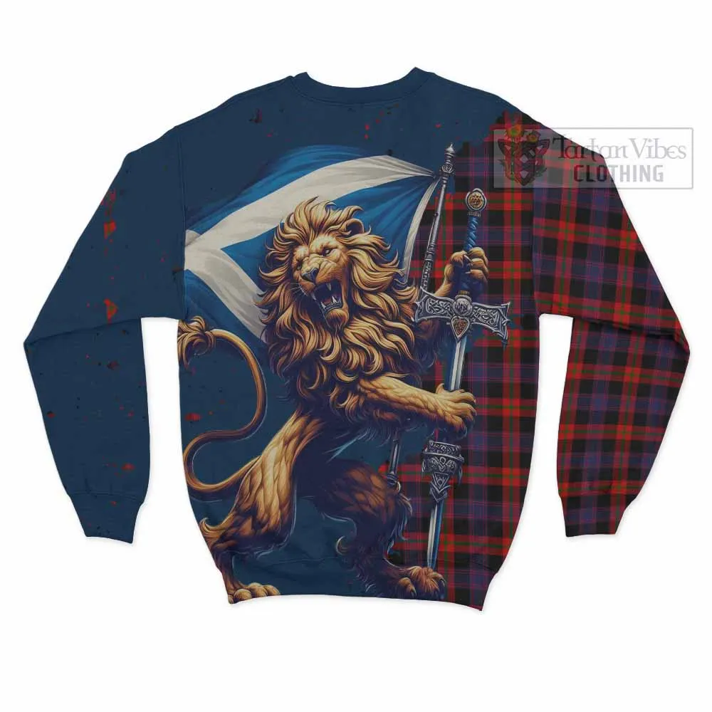 Brown (Broun) Tartan Family Crest Sweatshirt with Scottish Majestic Lion