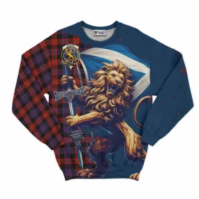 Brown (Broun) Tartan Family Crest Sweatshirt with Scottish Majestic Lion