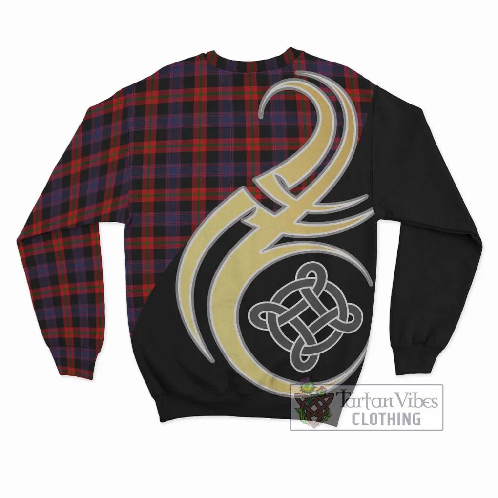 Brown (Broun) Tartan Sweatshirt with Family Crest and Celtic Symbol Style