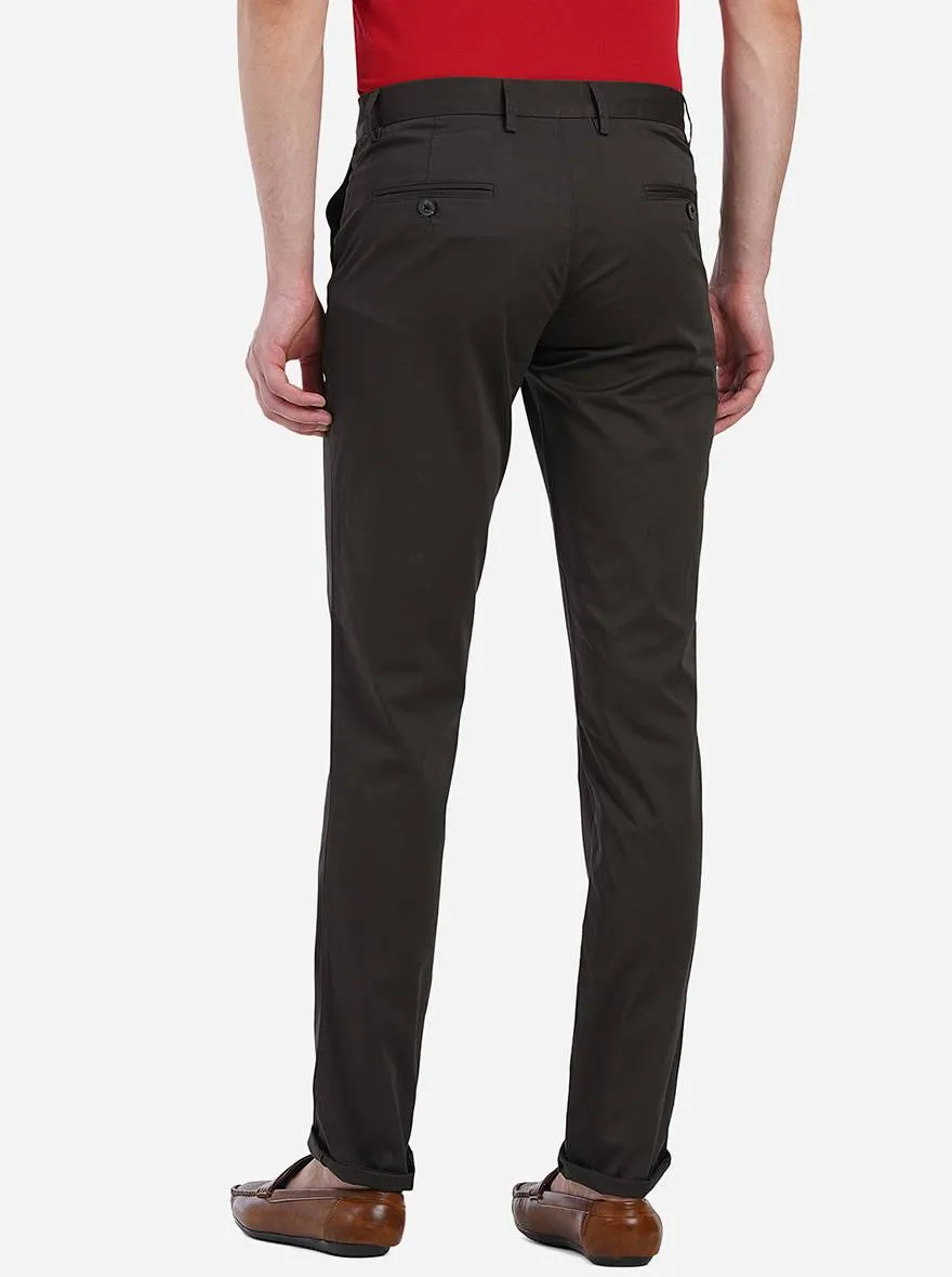 Brown Plain Solid Uno Fit Casual Trouser | JadeBlue