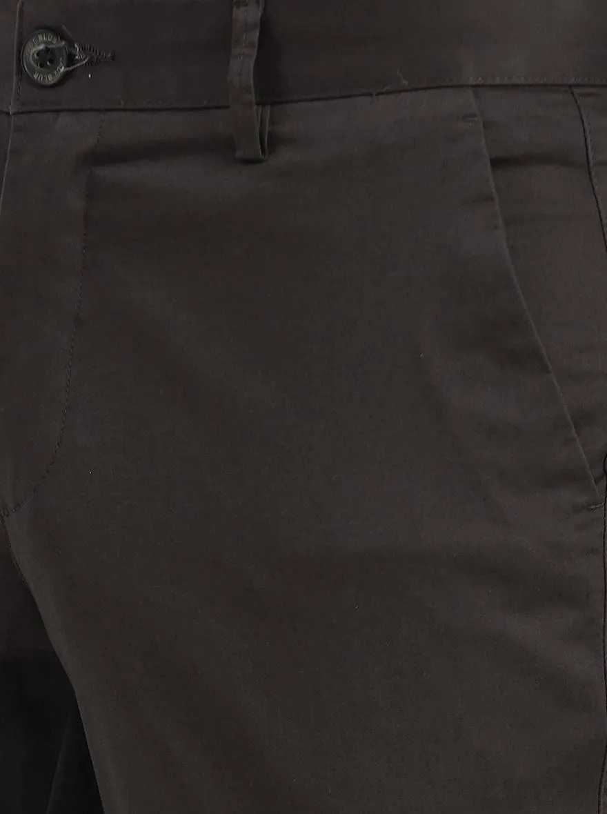 Brown Plain Solid Uno Fit Casual Trouser | JadeBlue