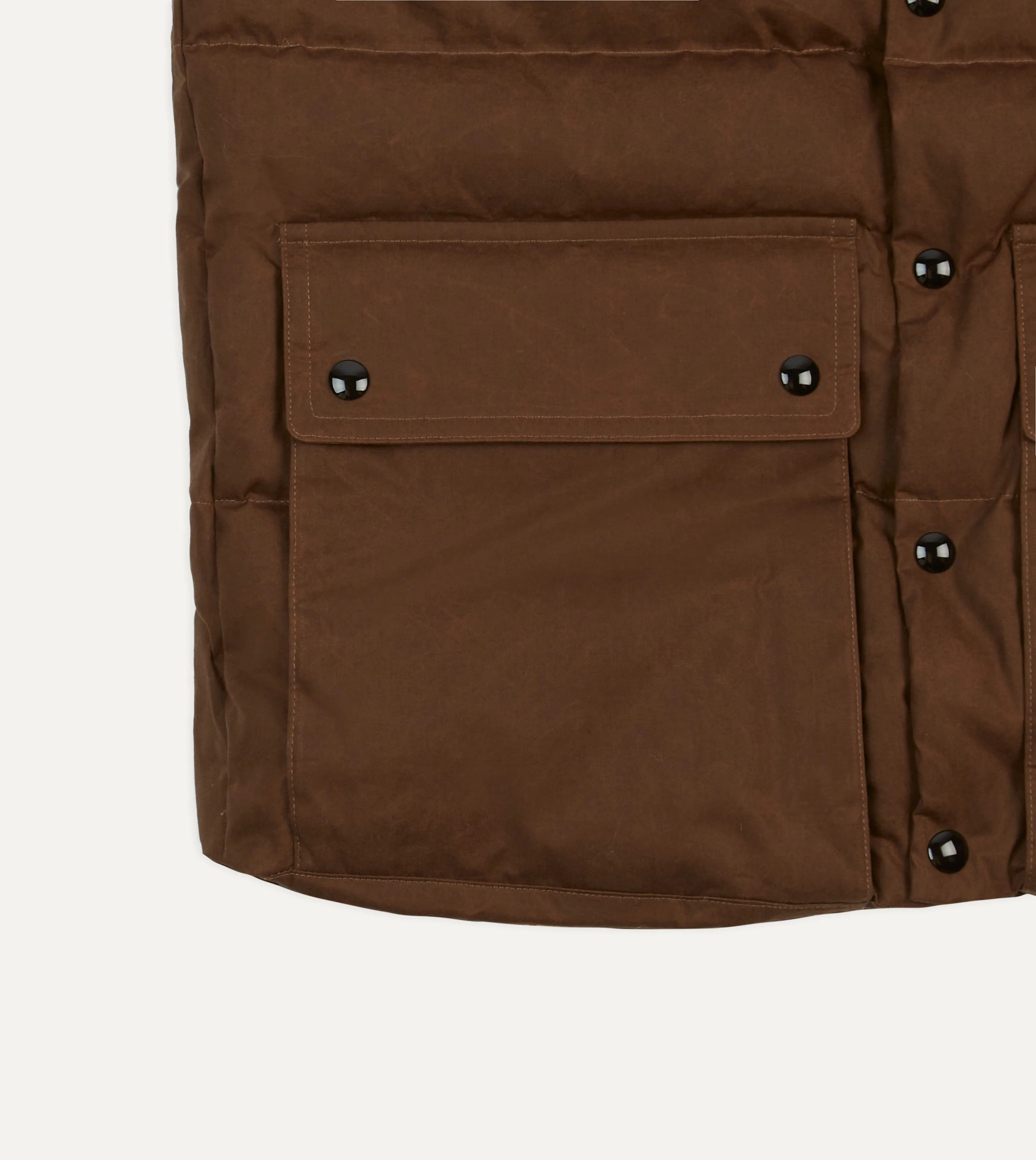 Brown Waxed Cotton Down Vest