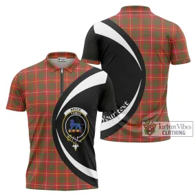 Bruce Modern Tartan Zipper Polo Shirt with Family Crest Circle Style