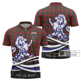 Bruce Old Tartan Zipper Polo Shirt with Alba Gu Brath Regal Lion Emblem