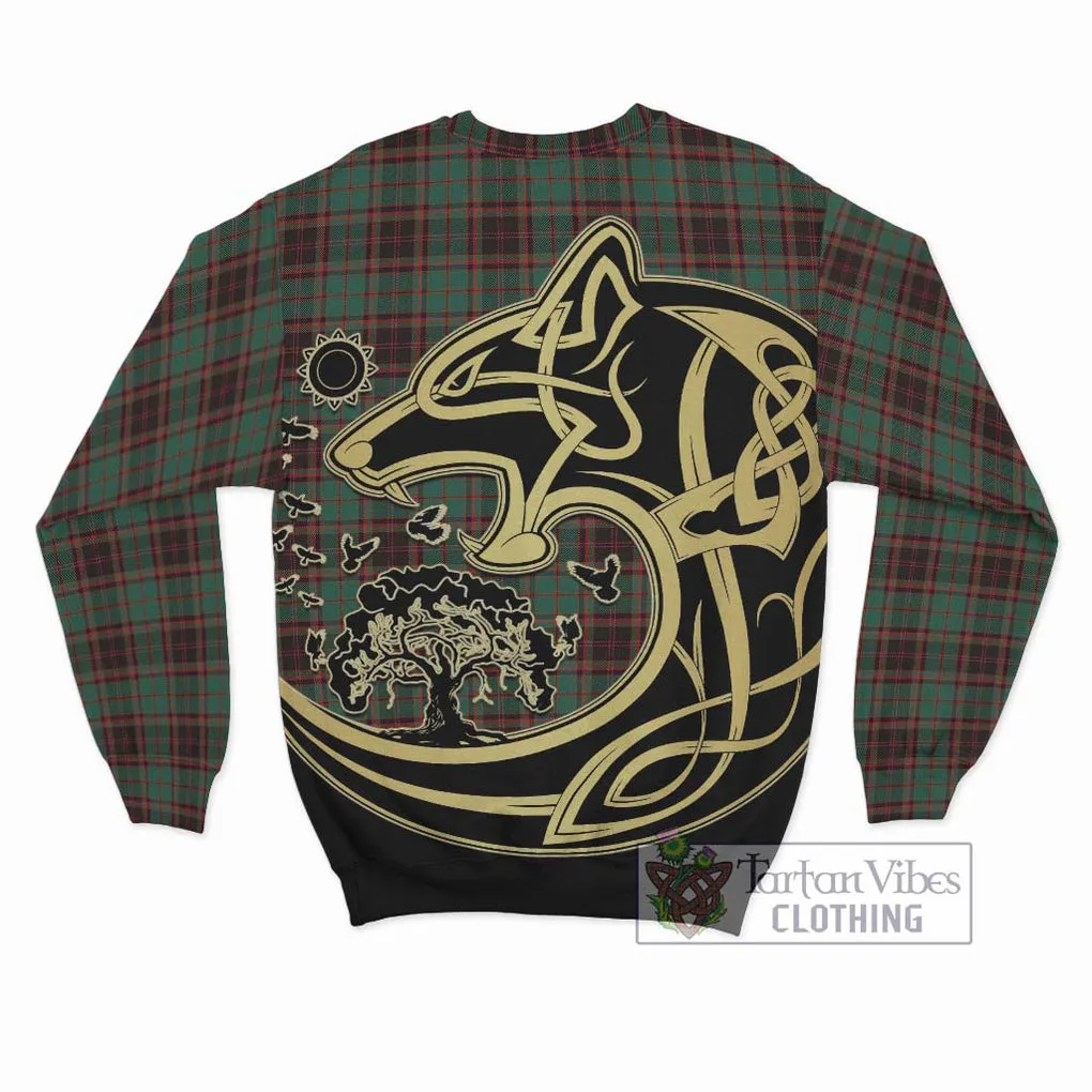 Buchan Ancient Tartan Sweatshirt with Family Crest Celtic Wolf Style