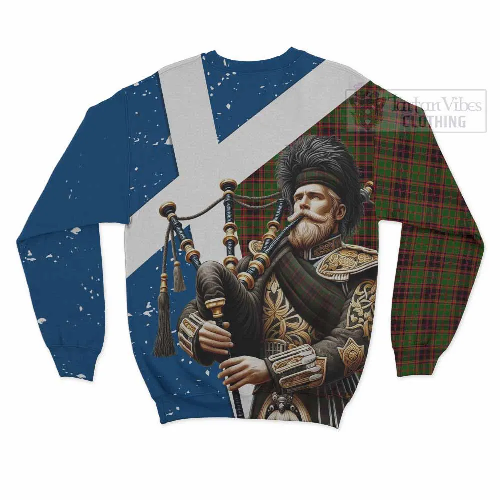 Buchan Tartan Sweatshirt with Family Crest Scottish Bagpiper Vibes