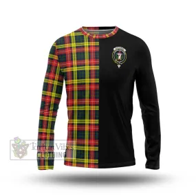 Buchanan Modern Tartan Long Sleeve T-Shirt with Family Crest and Half Of Me Style