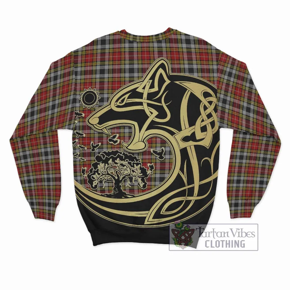 Buchanan Old Dress Tartan Sweatshirt with Family Crest Celtic Wolf Style