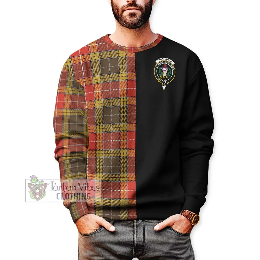 Buchanan Old Set Weathered Tartan Sweatshirt with Family Crest and Half Of Me Style