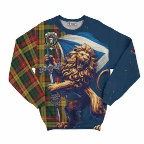 Buchanan Tartan Family Crest Sweatshirt with Scottish Majestic Lion