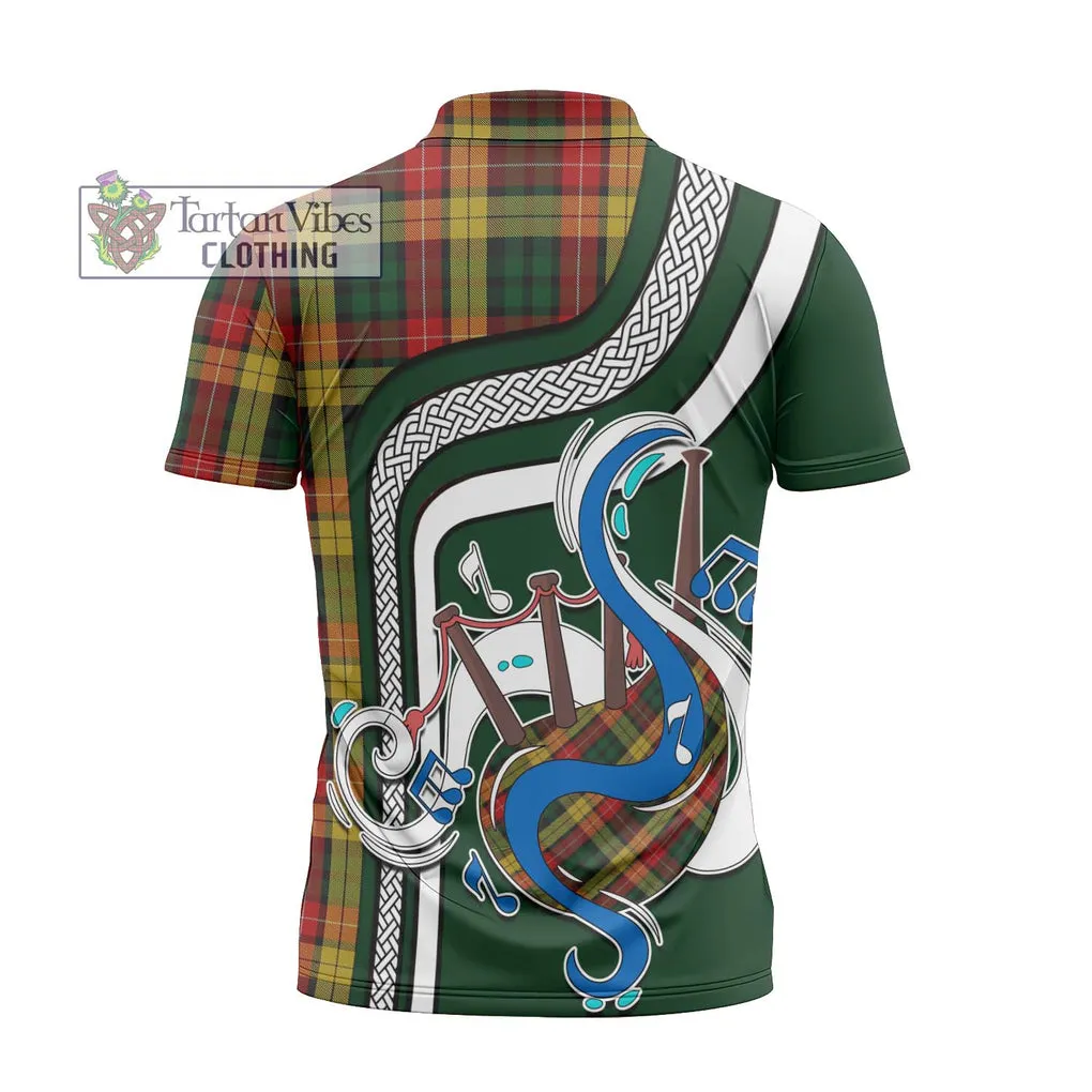 Buchanan Tartan Zipper Polo Shirt with Epic Bagpipe Style