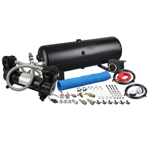 Bulldog Winch 41007 On Board Air Compressor Kit Twin Head 4.2 CFM With 2.5 Gal Tank In-Cab Gauge and Switch