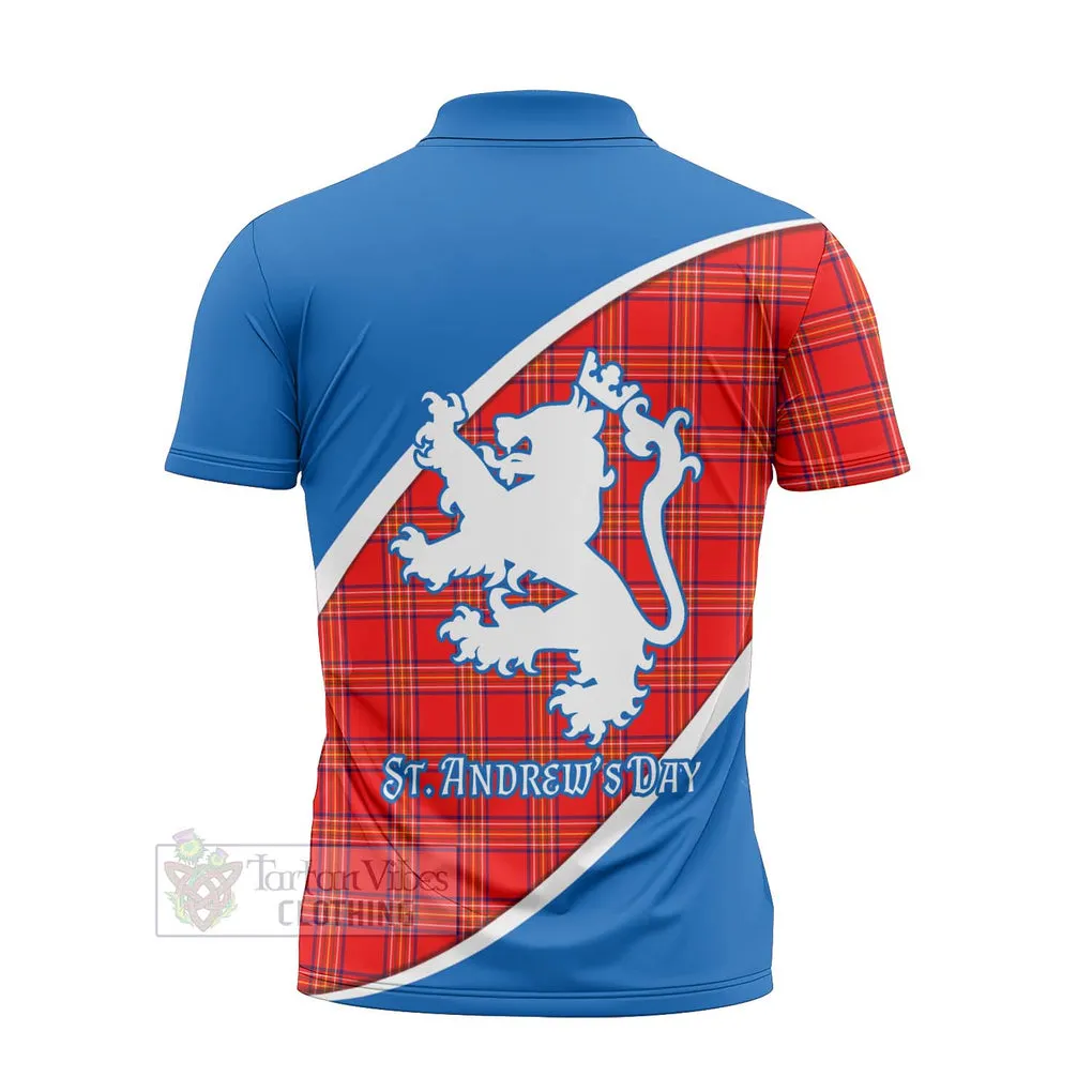 Burnett Family Crest Tartan Zipper Polo Shirt Celebrate Saint Andrew's Day in Style